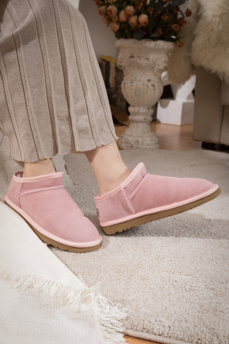 UGG Faux-Fur-Lined Suede Tasman Ankle Boot - Pink