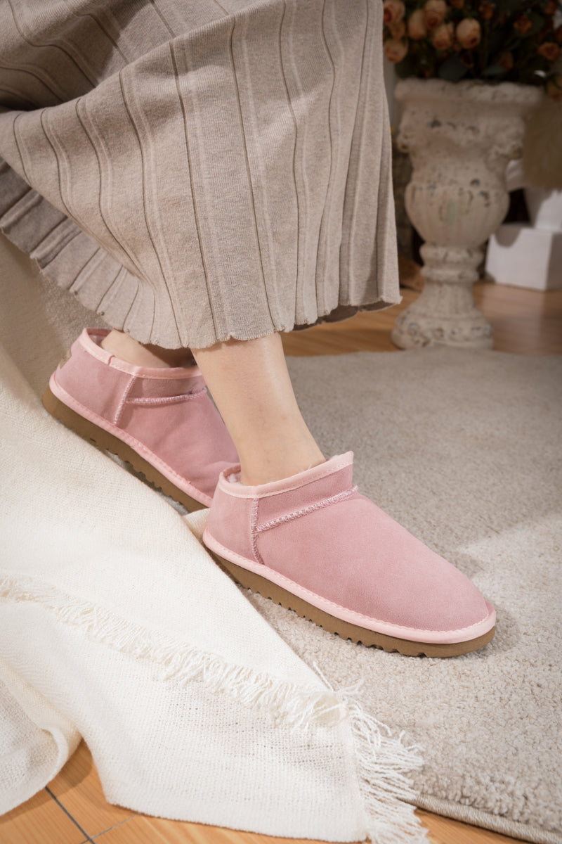 UGG Faux-Fur-Lined Suede Tasman Ankle Boot - Pink