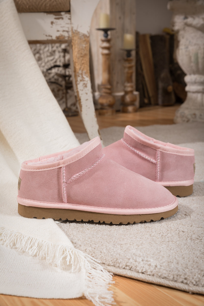 UGG Faux-Fur-Lined Suede Tasman Ankle Boot - Pink
