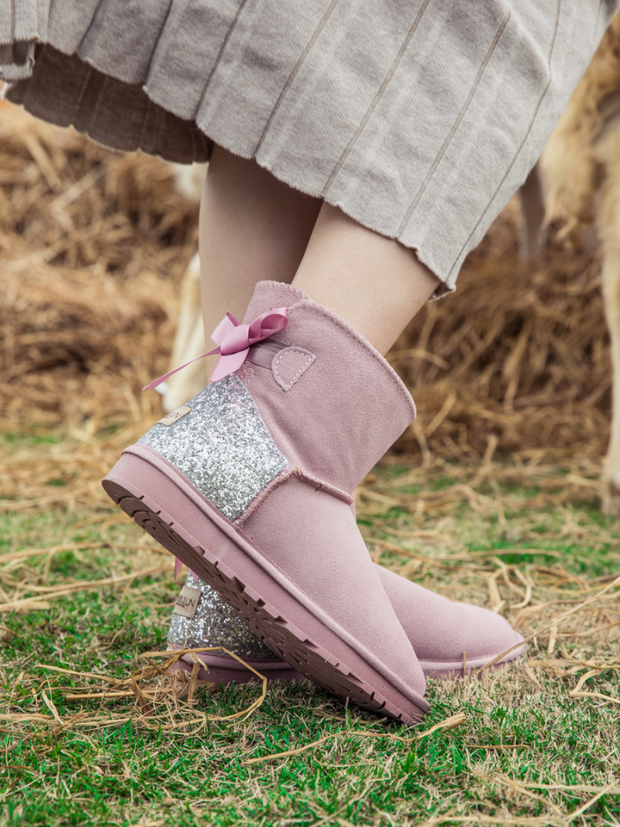 UGG Sequins Ballet Bow Mini Boots - Pink
