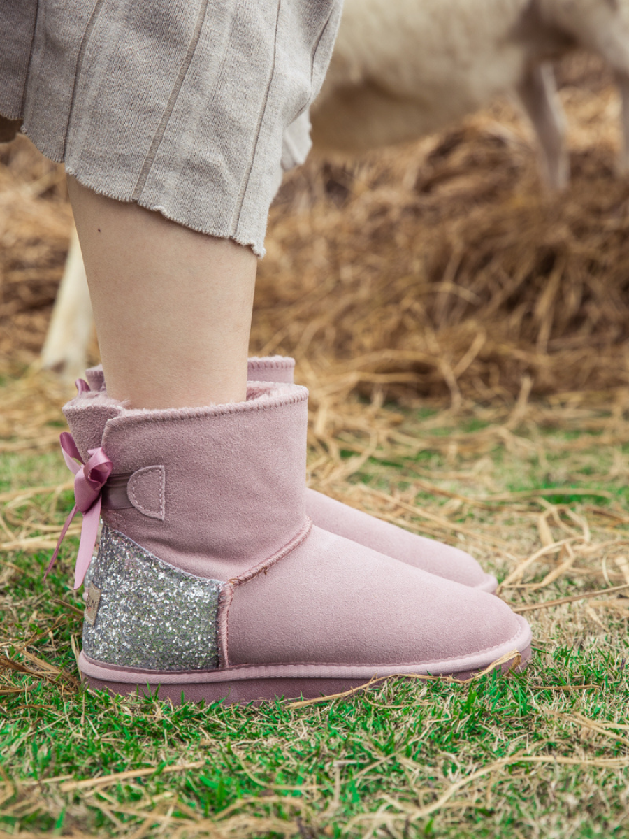 UGG Sequins Ballet Bow Mini Boots - Pink