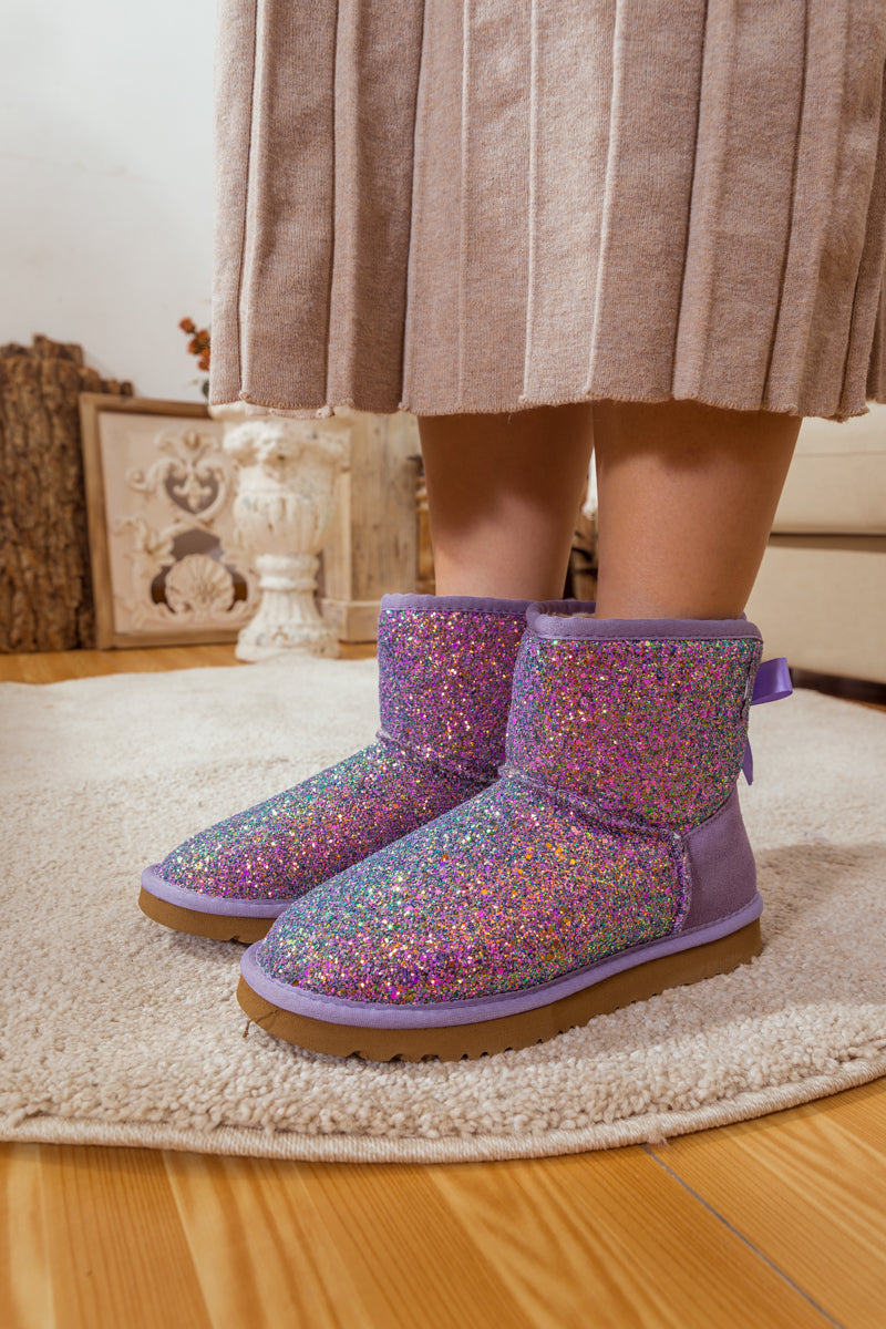 UGG Ribbon Ballet Bow Shimmer Bling Boots - Lavender
