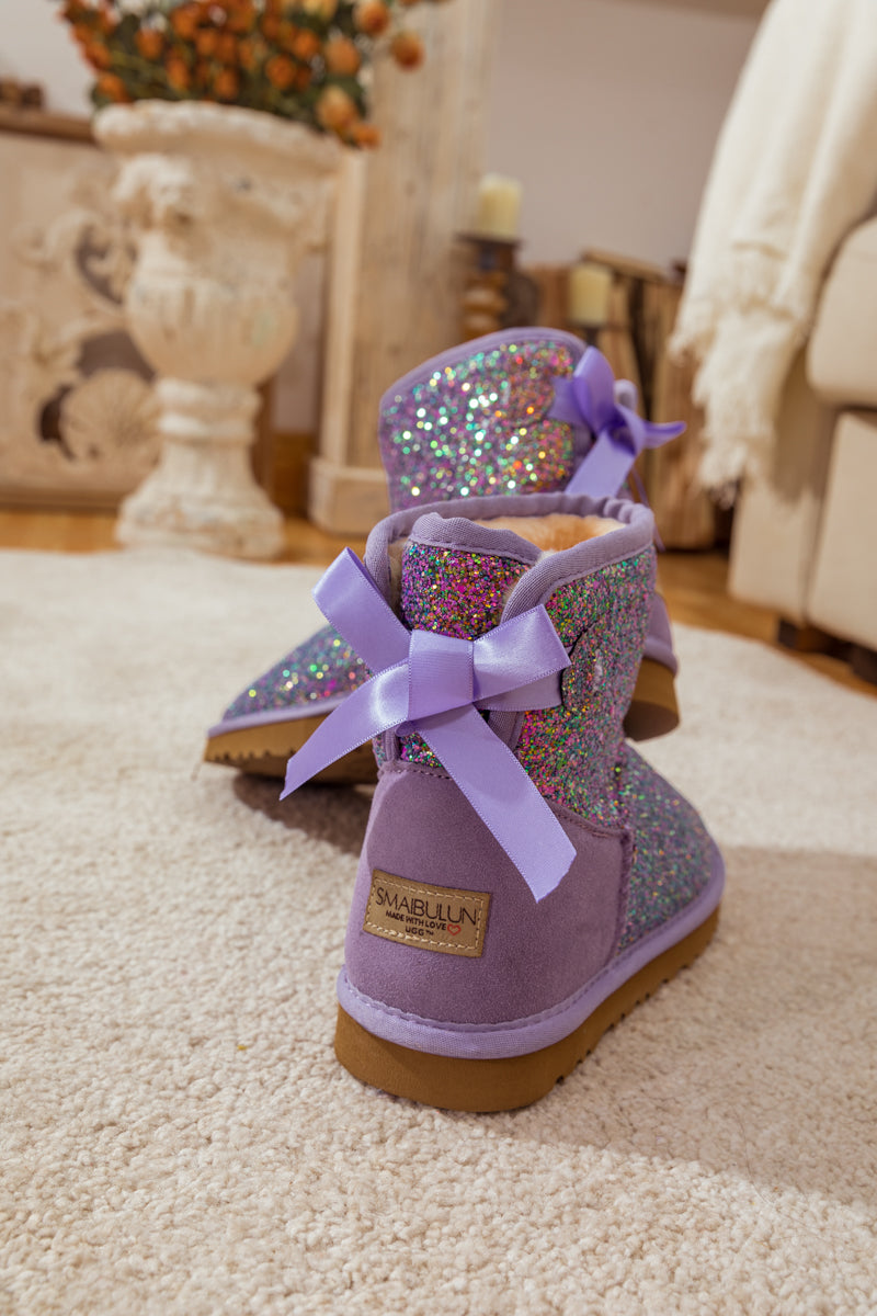 UGG Ribbon Ballet Bow Shimmer Bling Boots - Lavender