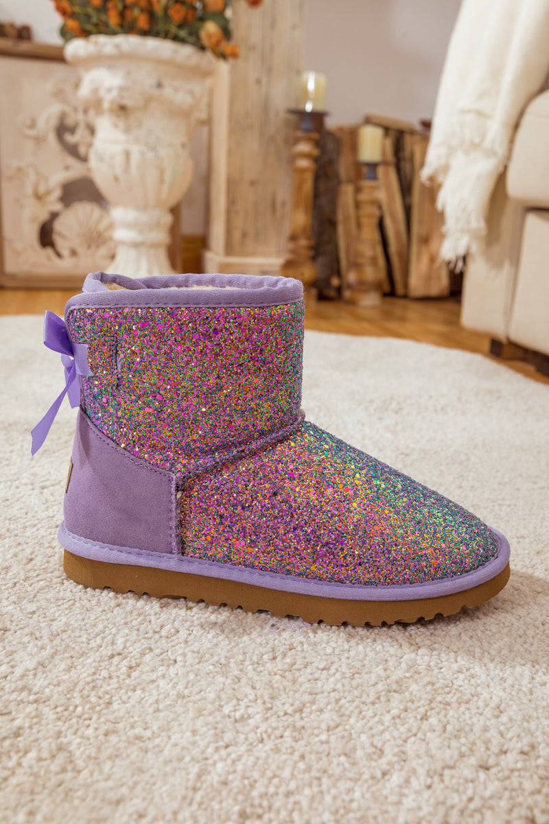 UGG Ribbon Ballet Bow Shimmer Bling Boots - Lavender