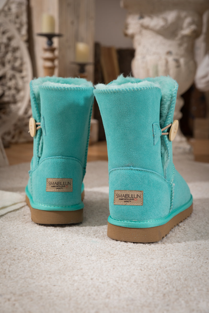 UGG Faux Fur-Lined Classic Side Button UGG Boot - Turquoise