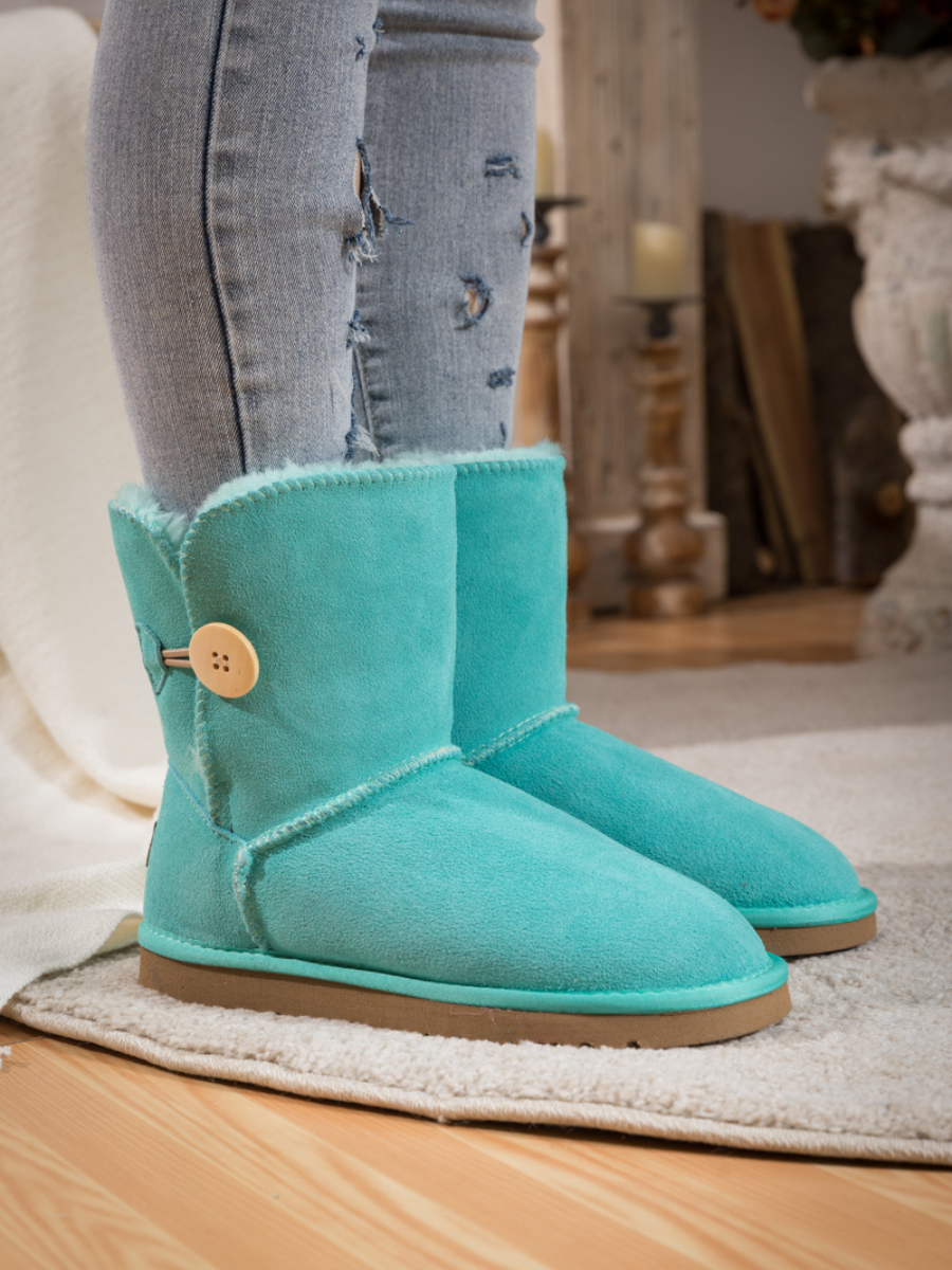UGG Faux Fur-Lined Classic Side Button UGG Boot - Turquoise