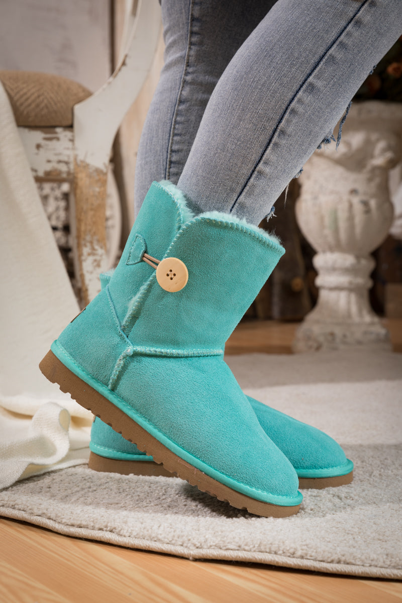 UGG Faux Fur-Lined Classic Side Button UGG Boot - Turquoise