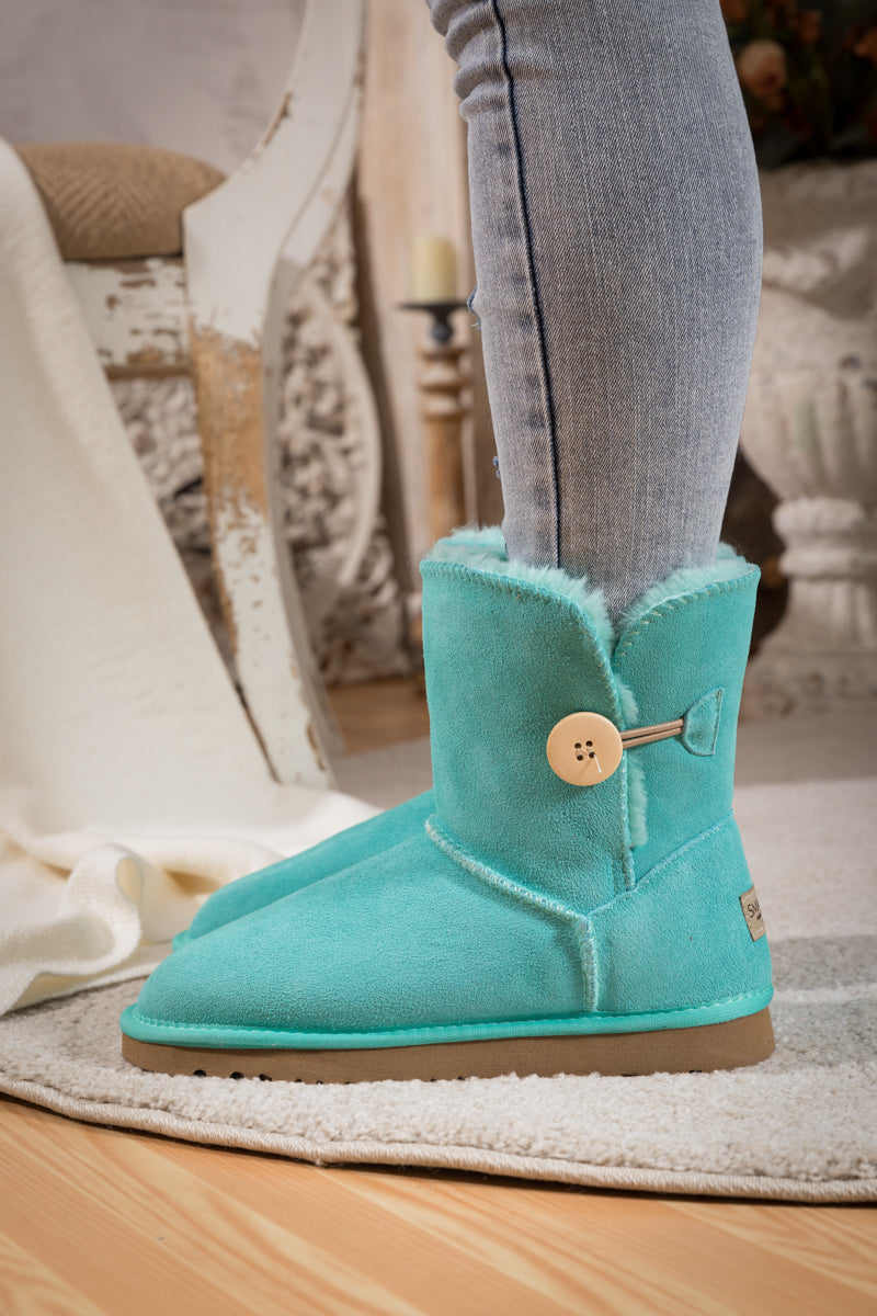 UGG Faux Fur-Lined Classic Side Button UGG Boot - Turquoise