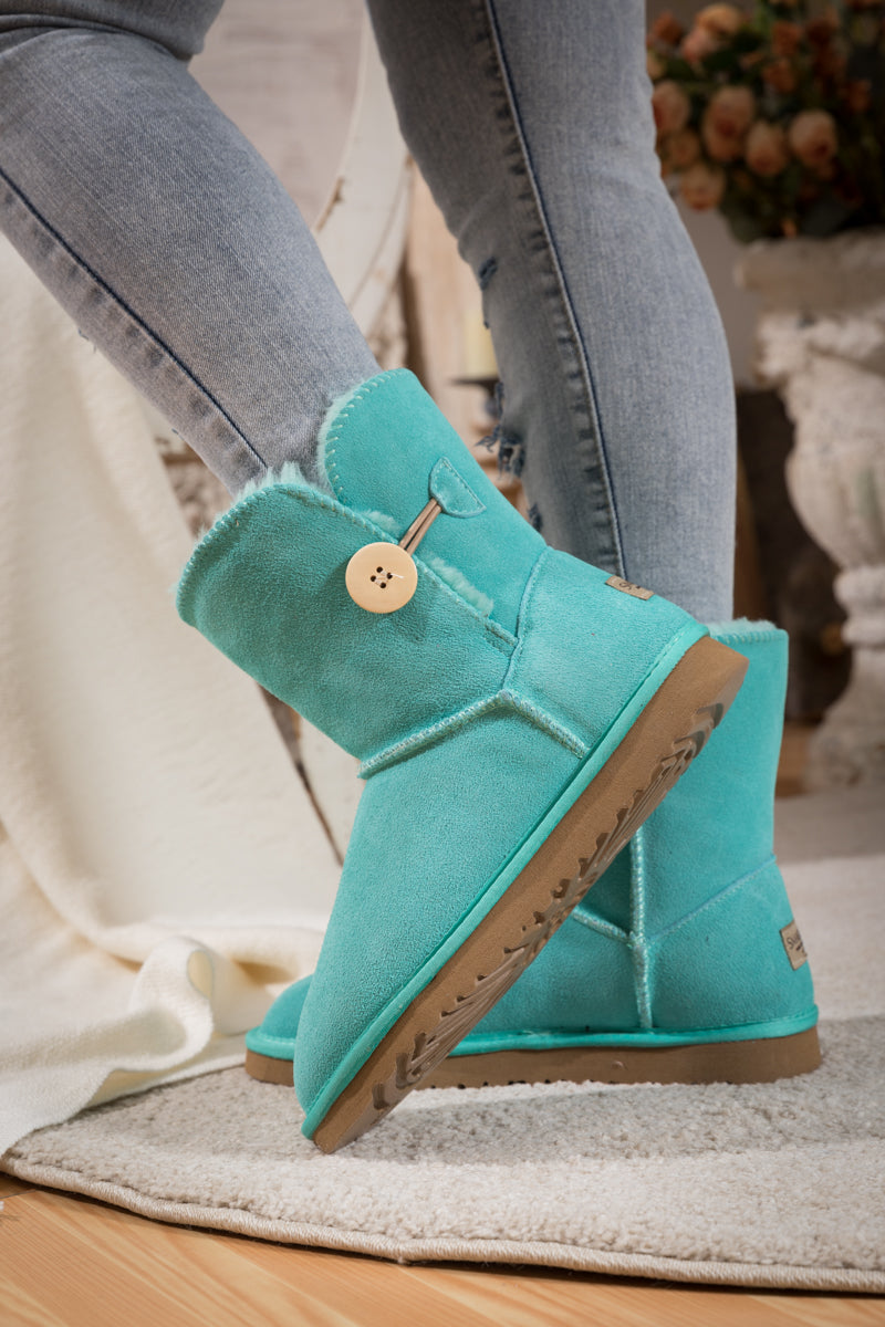 UGG Faux Fur-Lined Classic Side Button UGG Boot - Turquoise