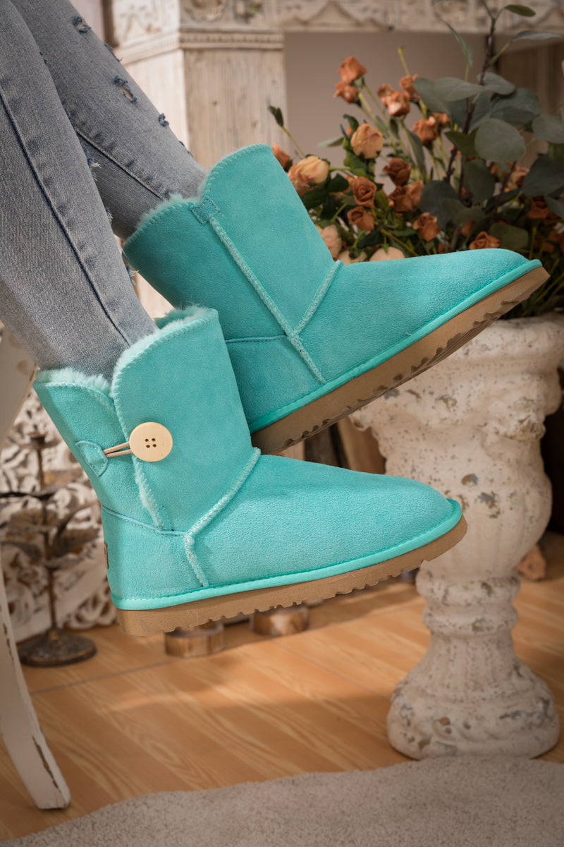 UGG Faux Fur-Lined Classic Side Button UGG Boot - Turquoise