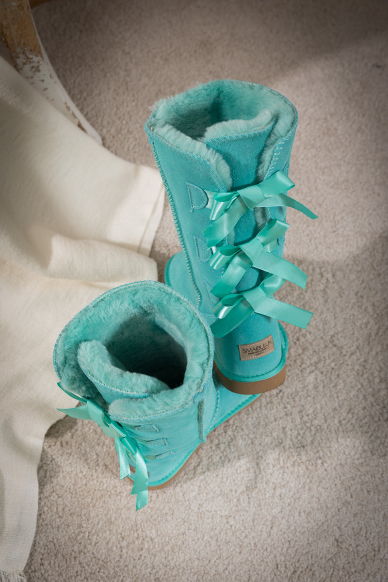 UGG Tri Ribbon Bow Suede Boots - Turquoise