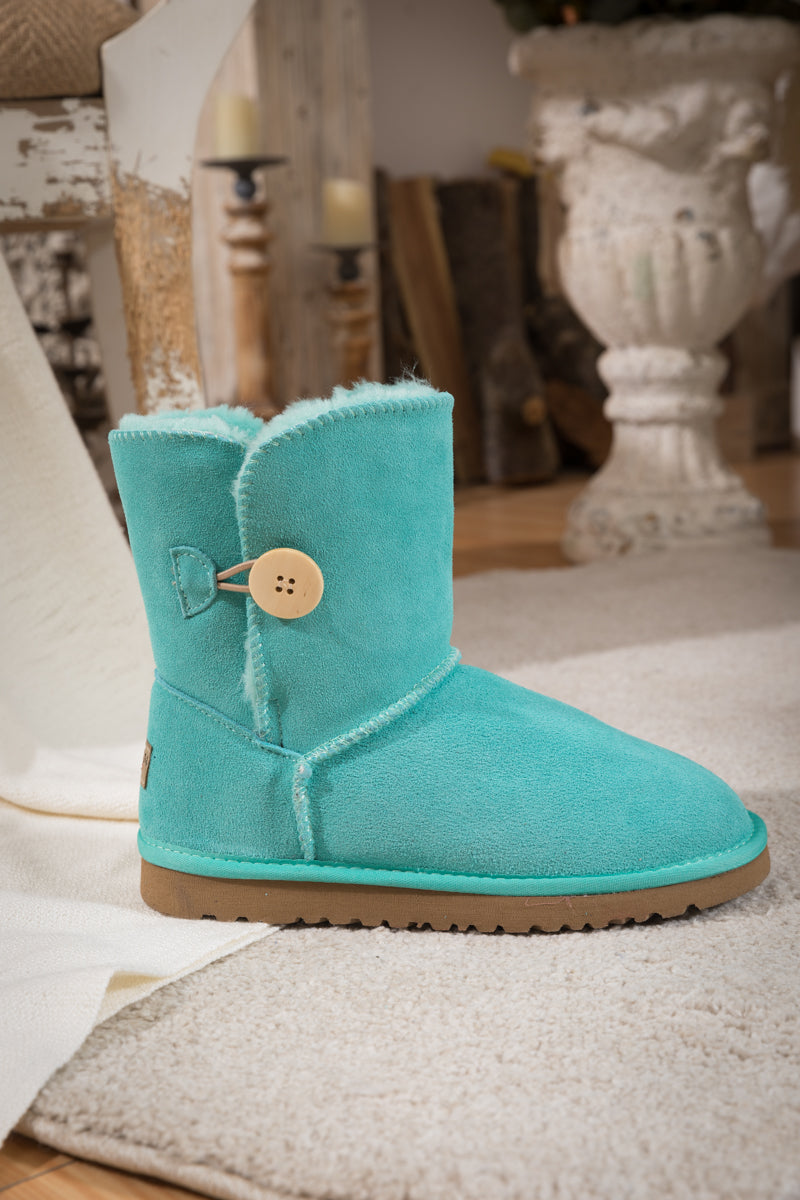 UGG Faux Fur-Lined Classic Side Button UGG Boot - Turquoise