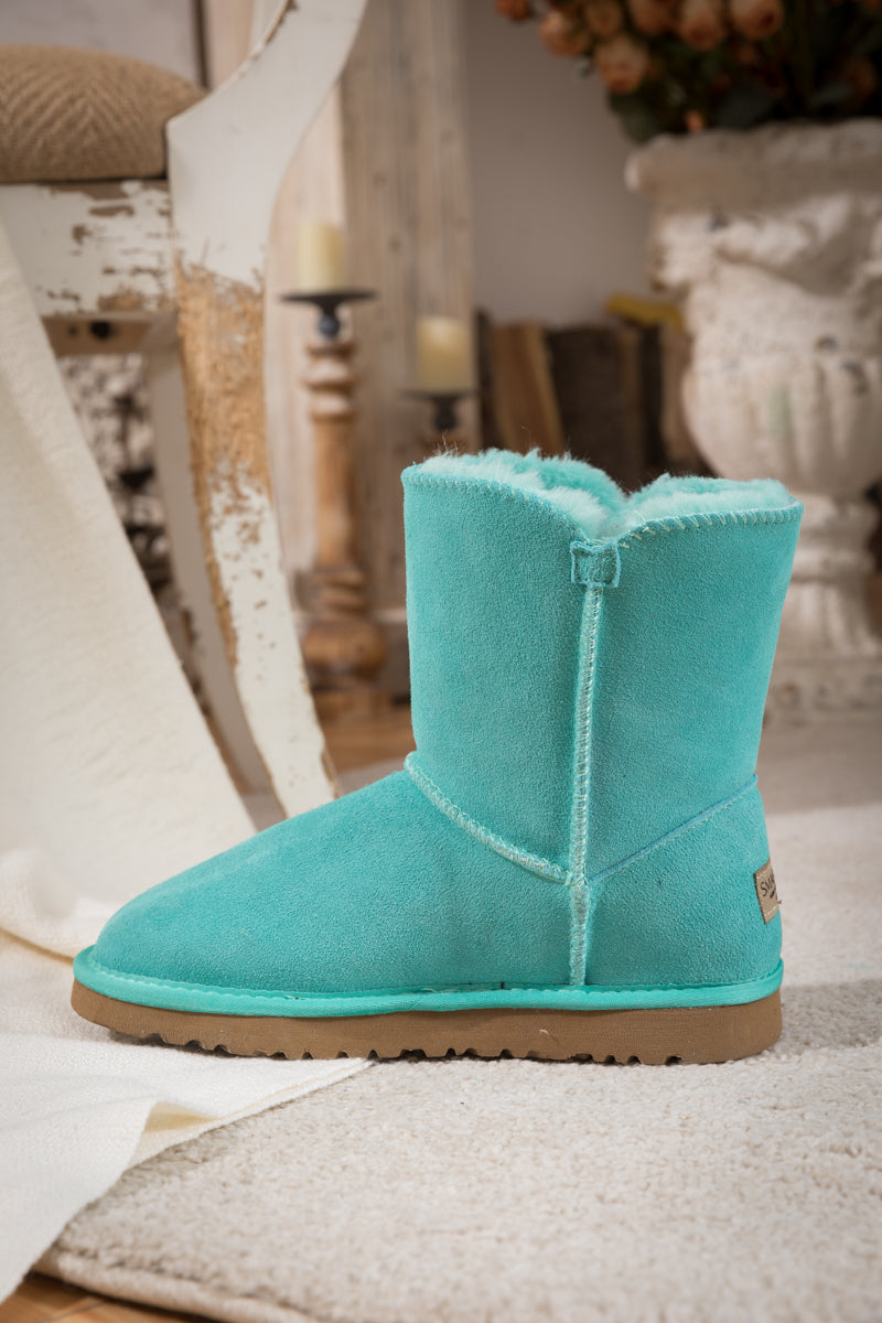UGG Faux Fur-Lined Classic Side Button UGG Boot - Turquoise