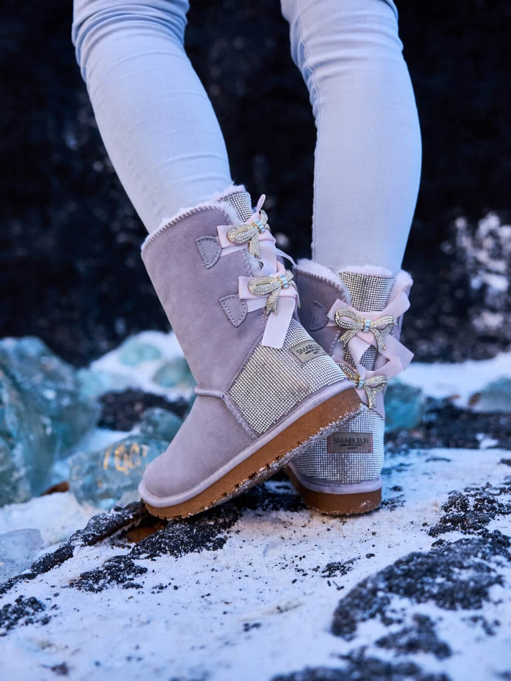 UGG Rhinestone Dual Bailey Bow Glam UGG Boots - Lilac