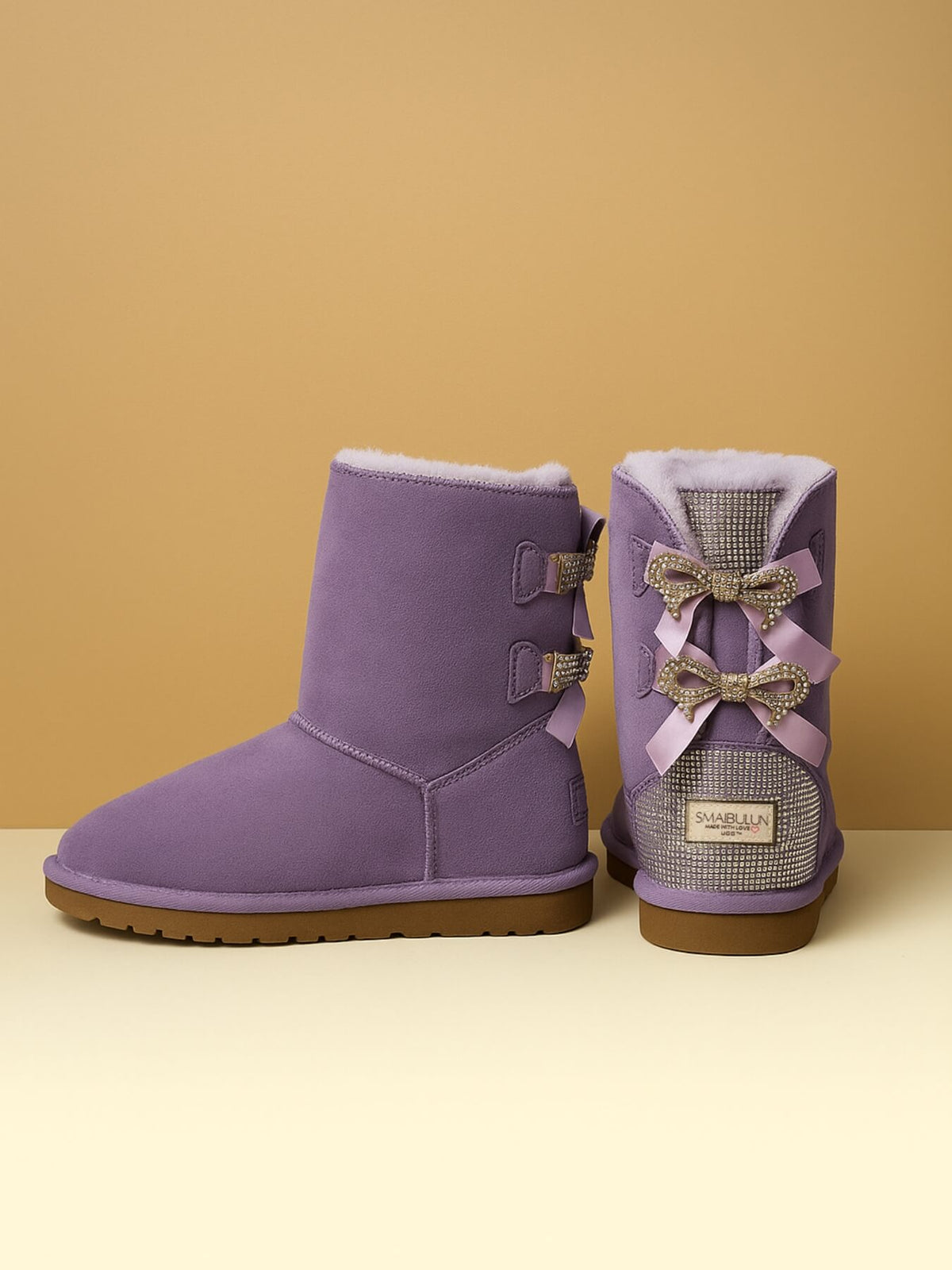 UGG Rhinestone Dual Bailey Bow Glam UGG Boots - Lilac