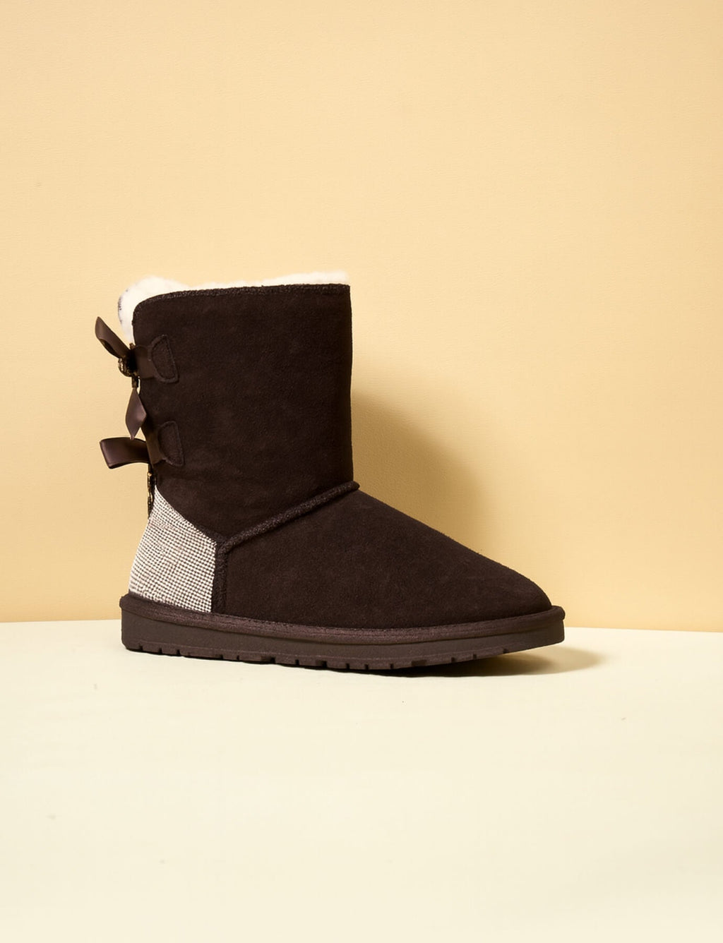 UGG Rhinestone Dual Bailey Bow Glam UGG Boots - Chocolate