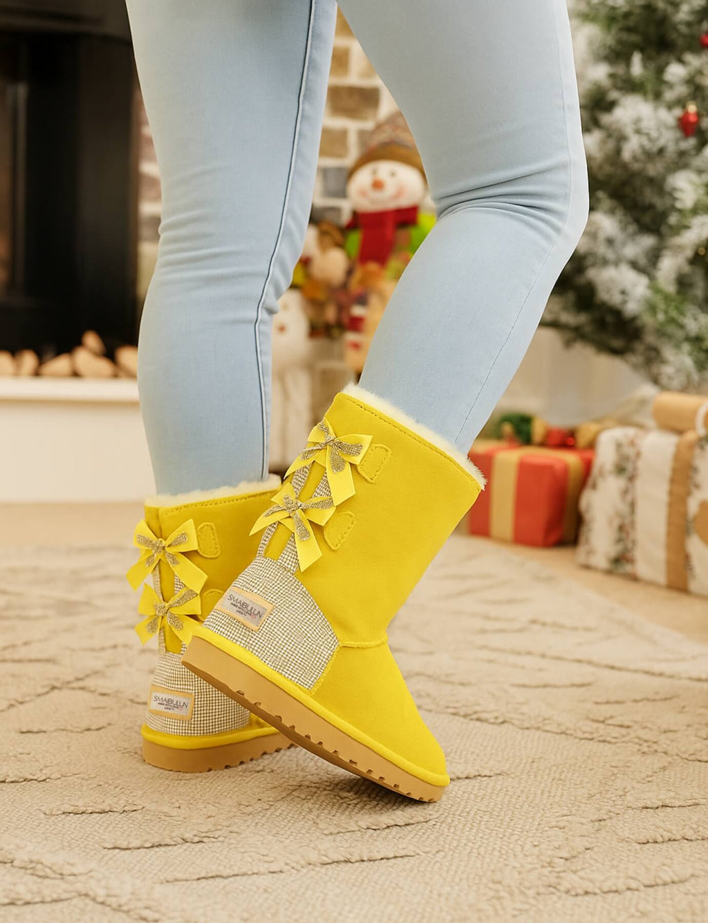 UGG Rhinestone Dual Bailey Bow Glam UGG Boots - Yellow