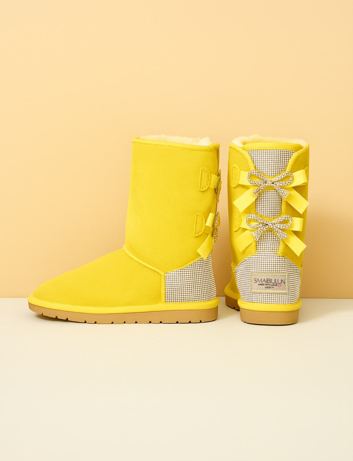 UGG Rhinestone Dual Bailey Bow Glam UGG Boots - Yellow