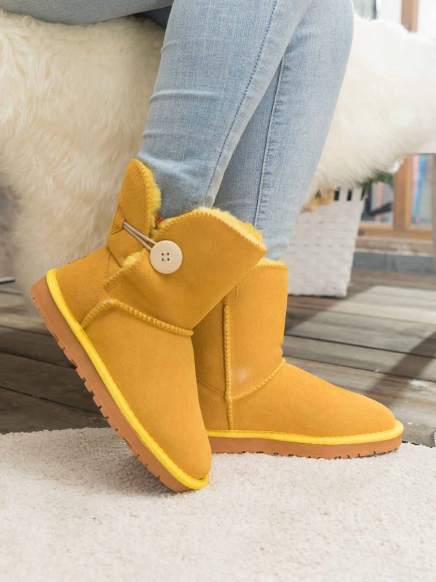 UGG Faux Fur-Lined Classic Side Button UGG Boot - Yellow
