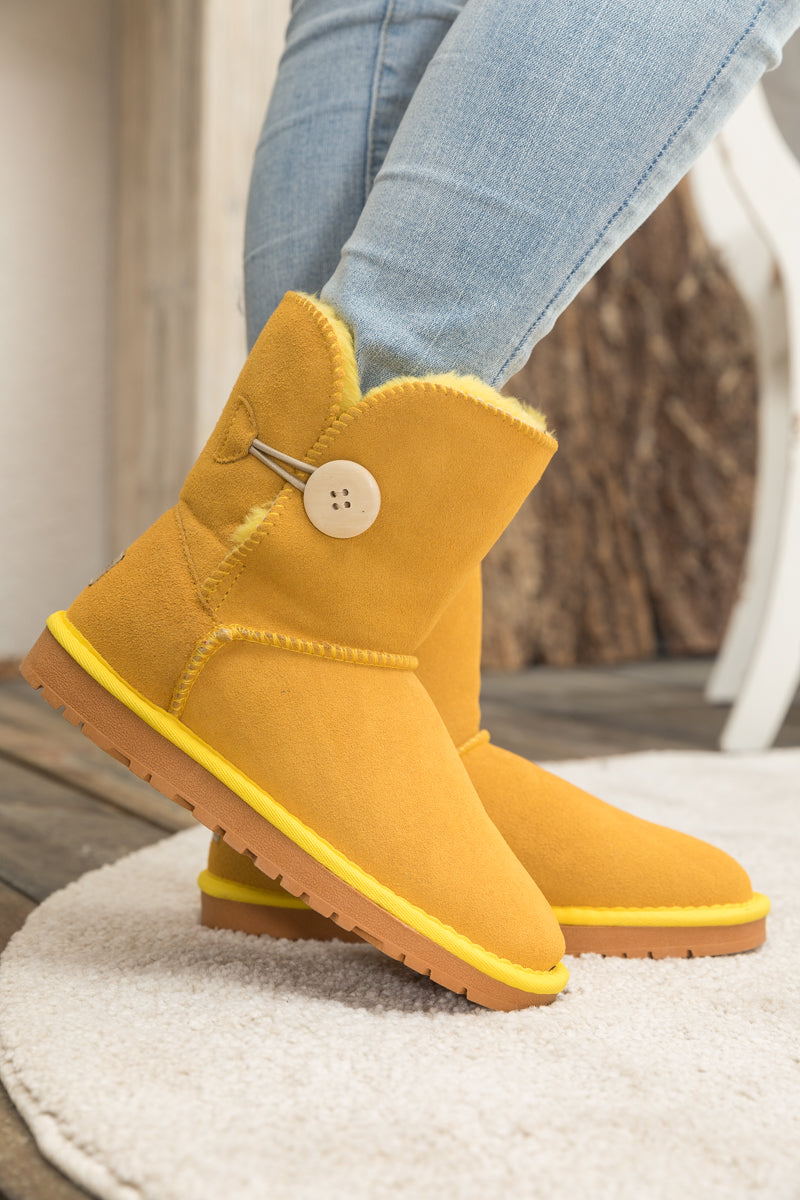 UGG Faux Fur-Lined Classic Side Button UGG Boot - Yellow