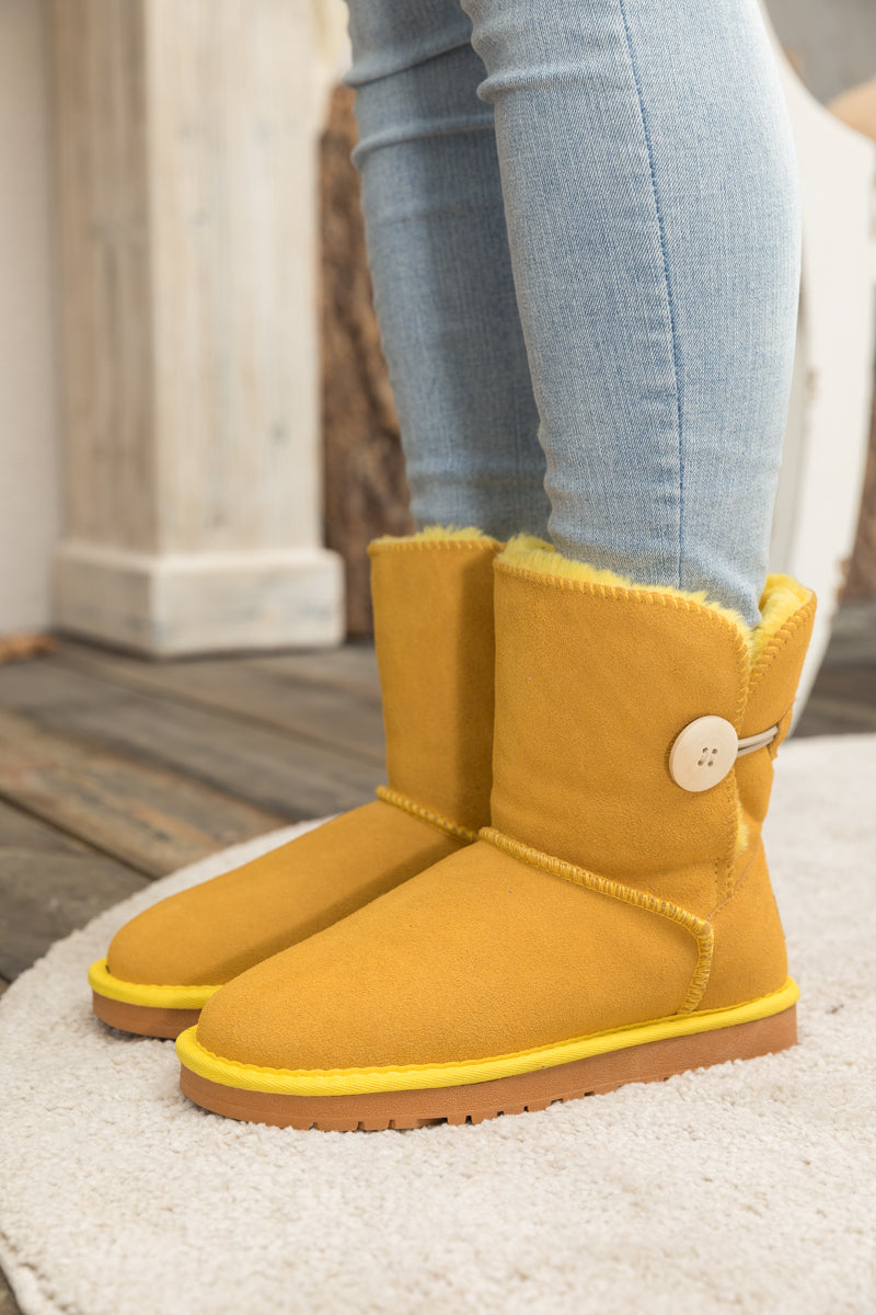 UGG Faux Fur-Lined Classic Side Button UGG Boot - Yellow