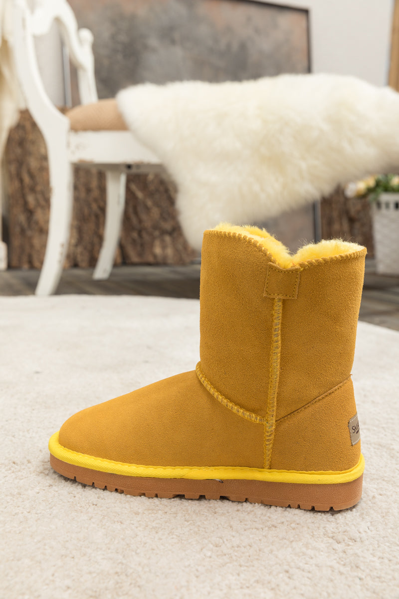 UGG Faux Fur-Lined Classic Side Button UGG Boot - Yellow