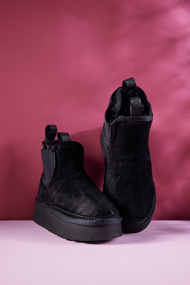 UGG Chelsea On The Land Suede Shearling Boots - Black