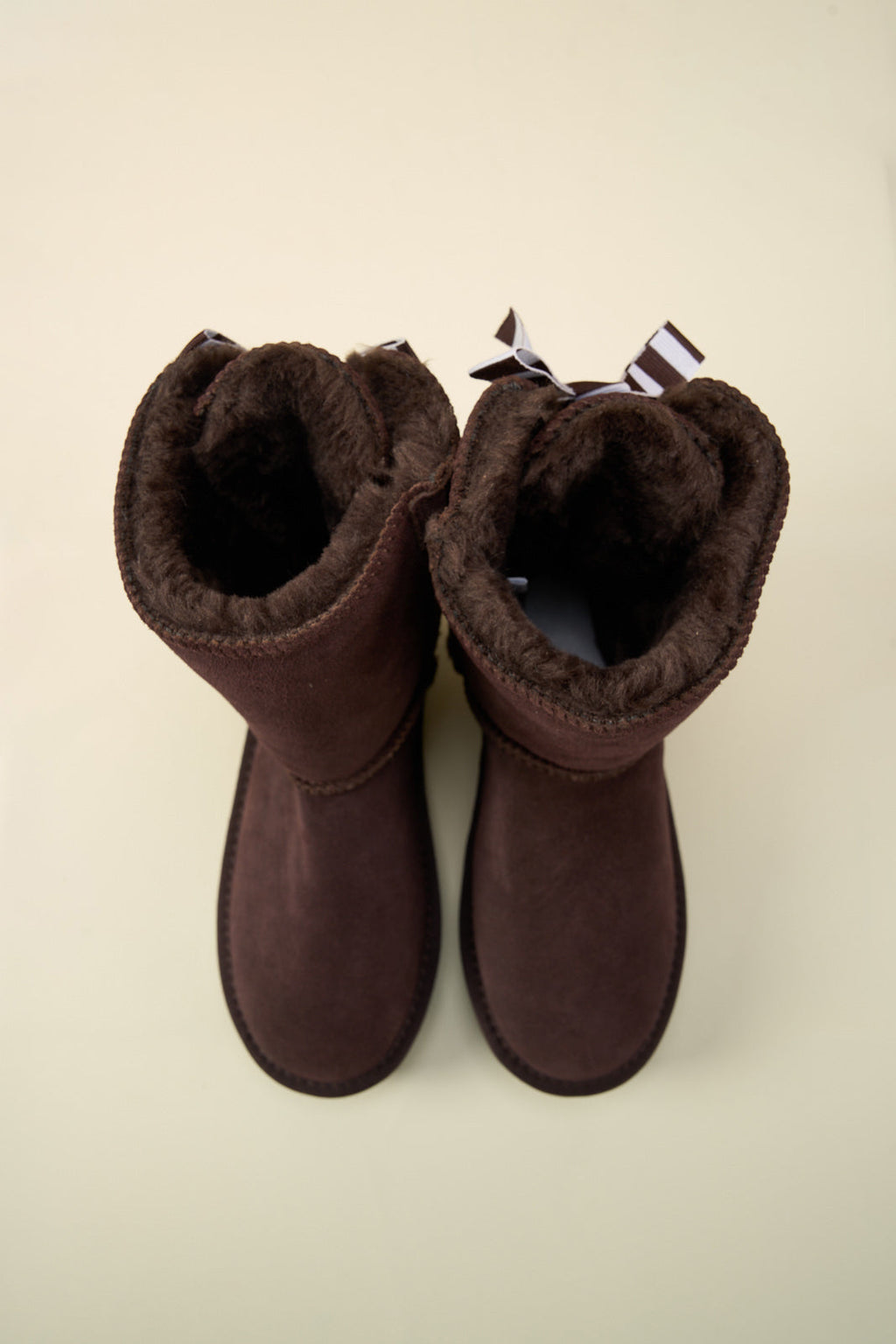 UGG Serenity Striped Bailey Bow Shearling Boots - Brown