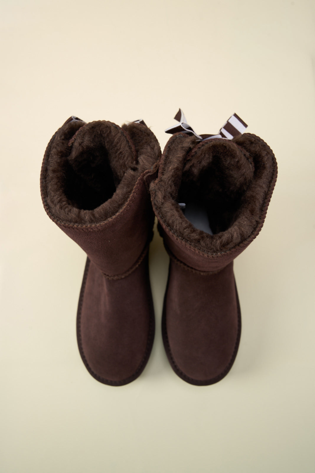 UGG Serenity Striped Bailey Bow Shearling Boots - Brown
