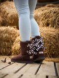 UGG Serenity Striped Bailey Bow Shearling Boots - Brown