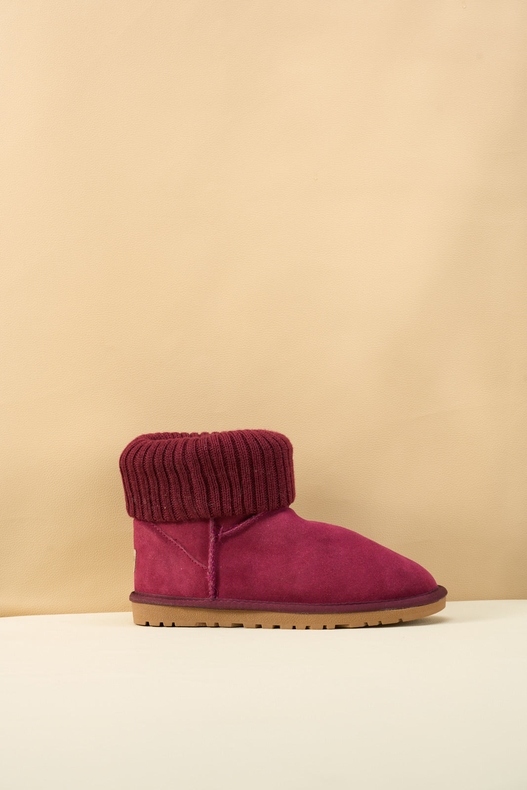 UGG Ankle Knit Stocking Mini Boots - Burgundy