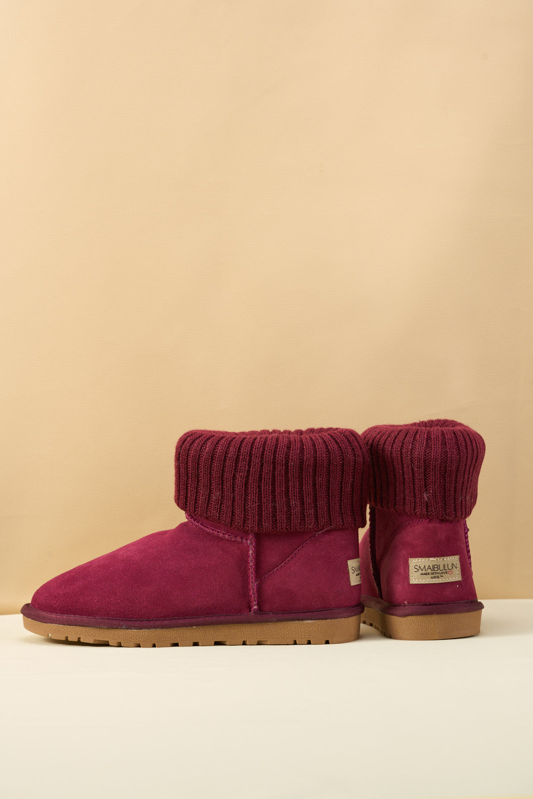 UGG Ankle Knit Stocking Mini Boots - Burgundy