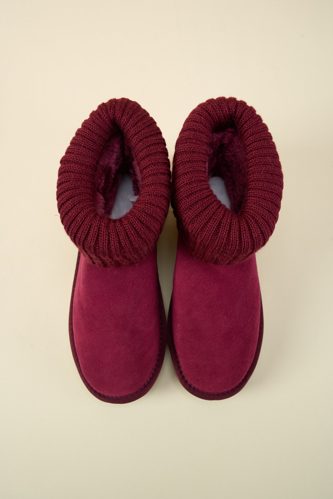 UGG Ankle Knit Stocking Mini Boots - Burgundy