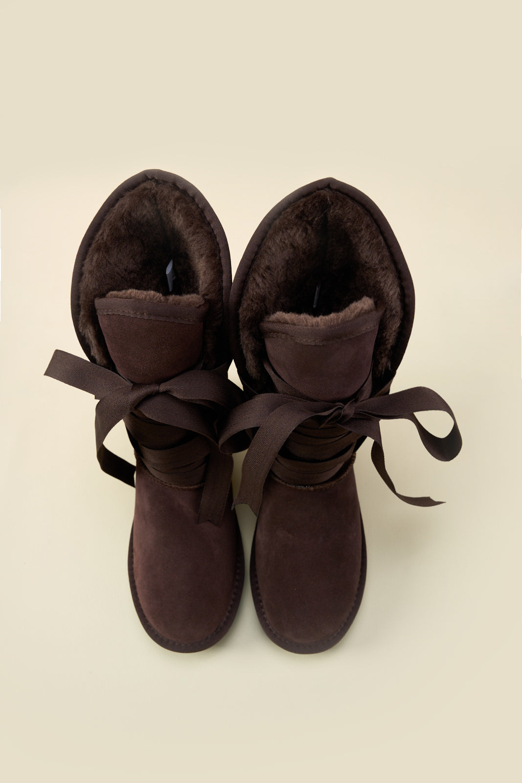 UGG Ribbon Lace-Up Faux Fur-lined Suede Boot - Chocolate