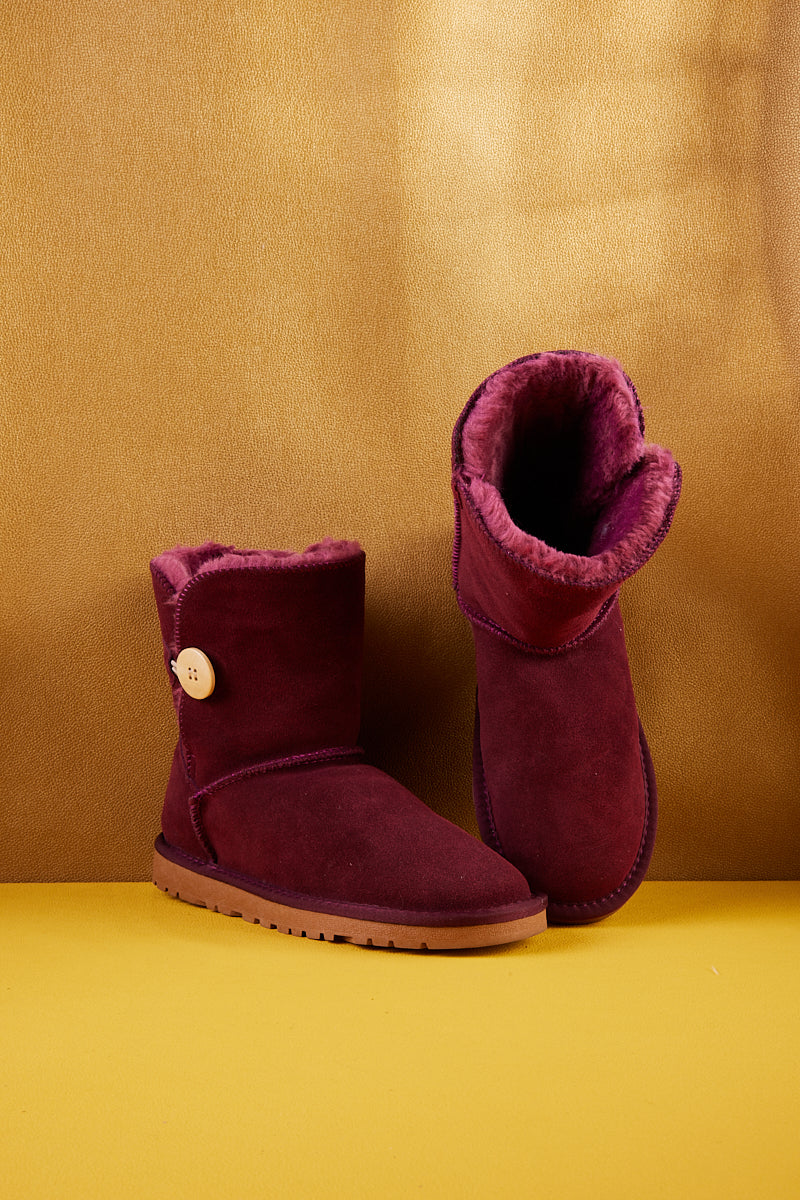 UGG Faux Fur-Lined Classic Side Button UGG Boot - Claret