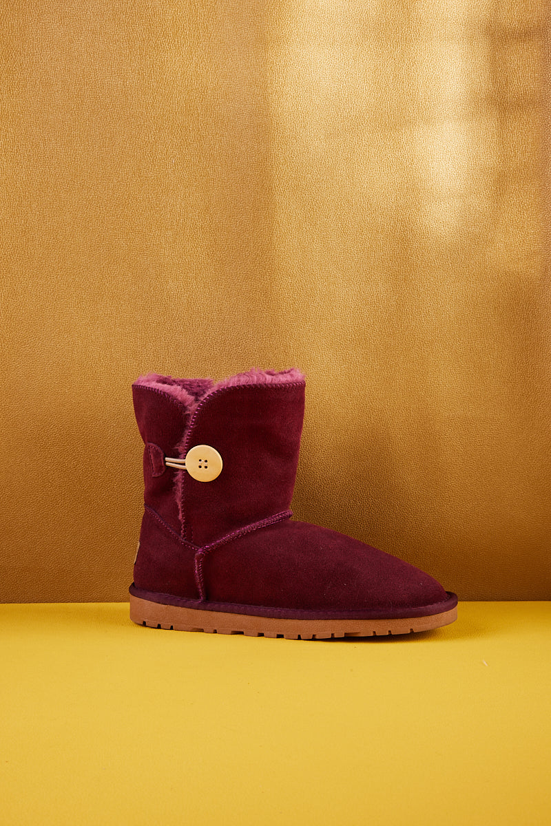 UGG Faux Fur-Lined Classic Side Button UGG Boot - Claret