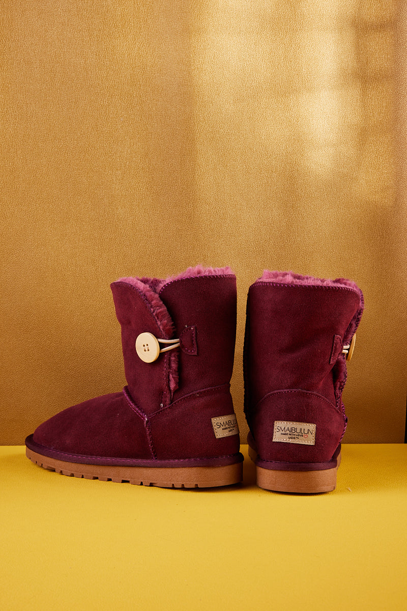 UGG Faux Fur-Lined Classic Side Button UGG Boot - Claret