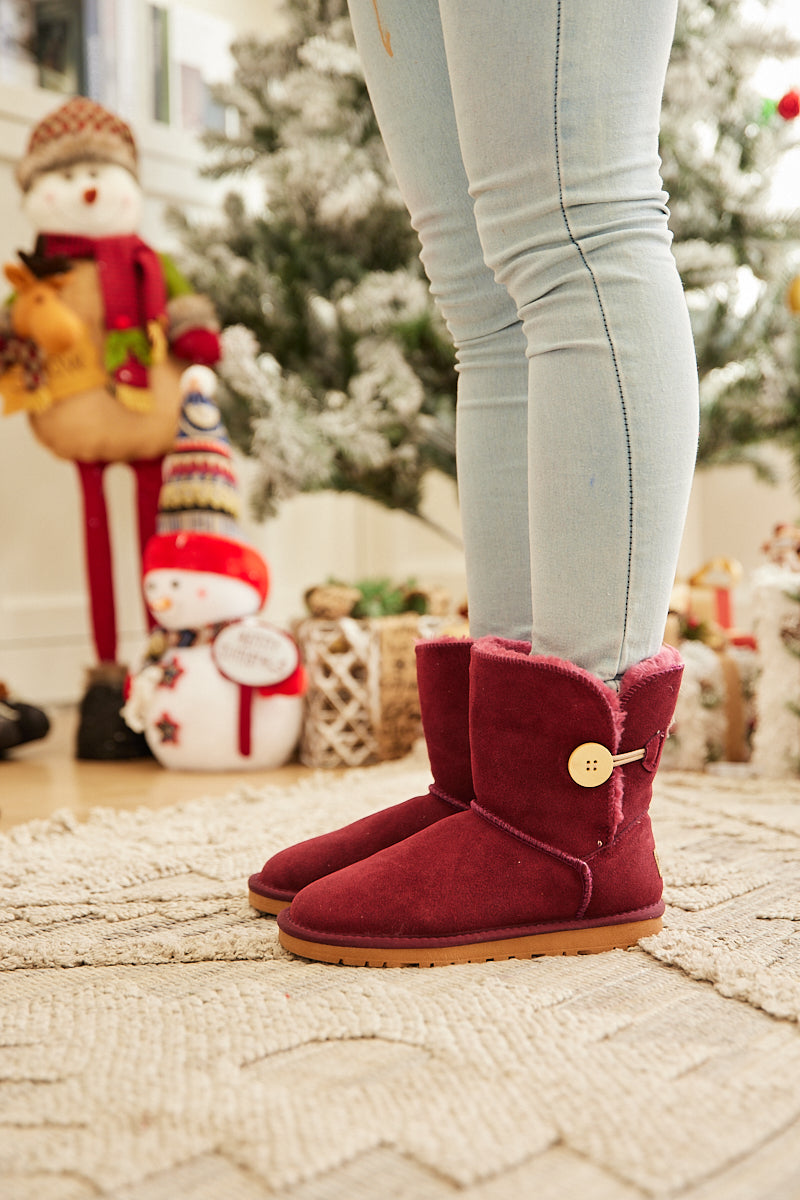 UGG Faux Fur-Lined Classic Side Button UGG Boot - Claret