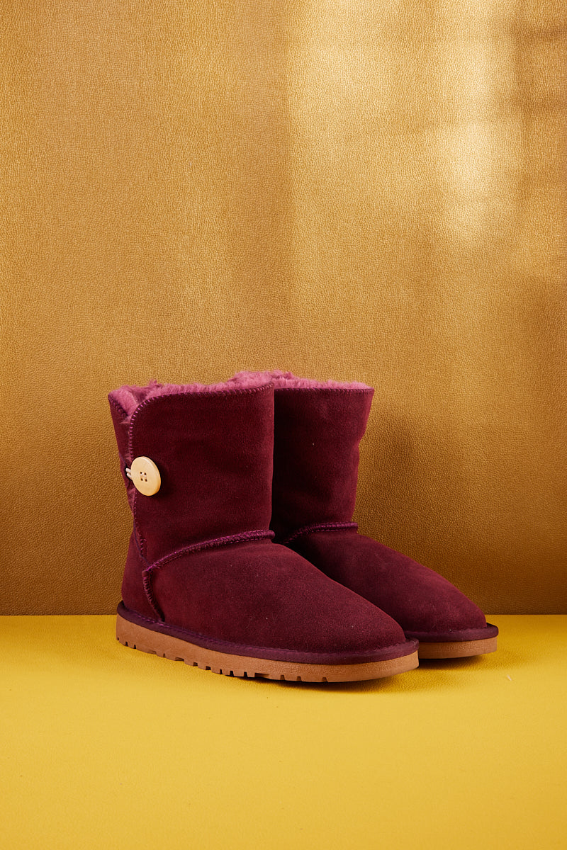 UGG Faux Fur-Lined Classic Side Button UGG Boot - Claret