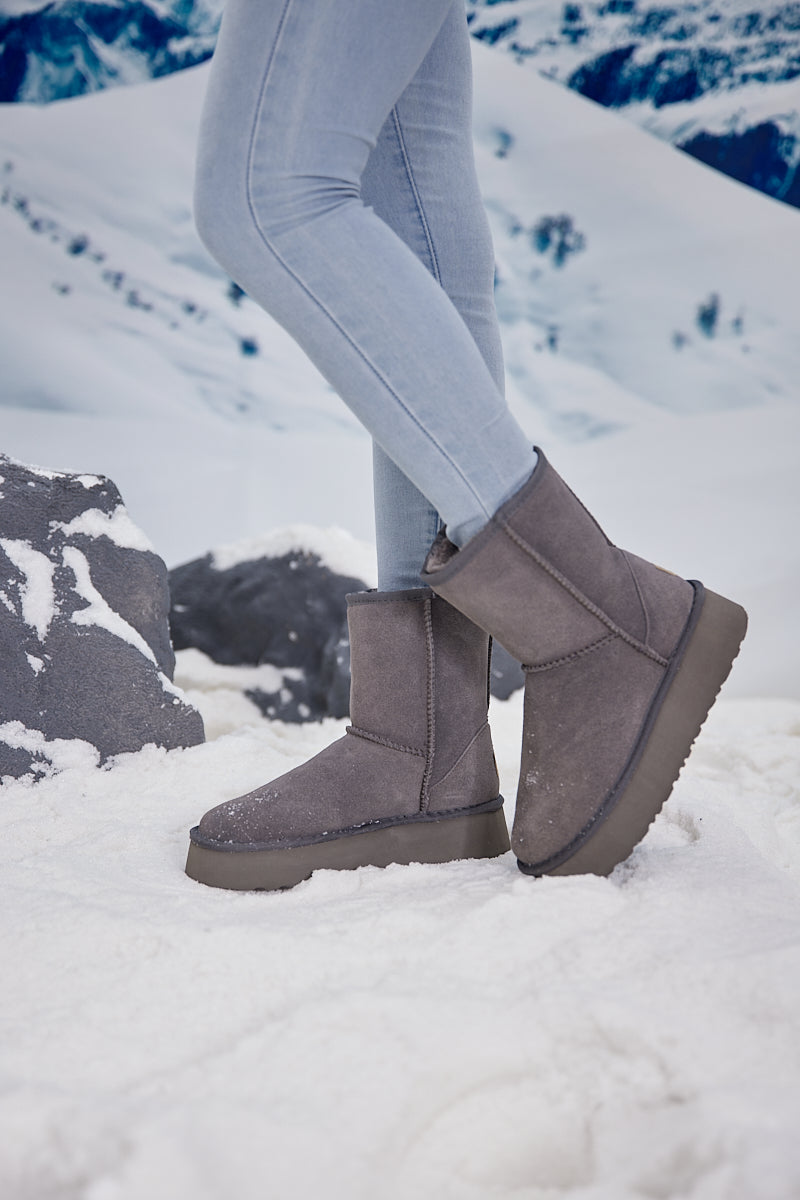UGG Cloud Nine Platform Mini Boots - Grey