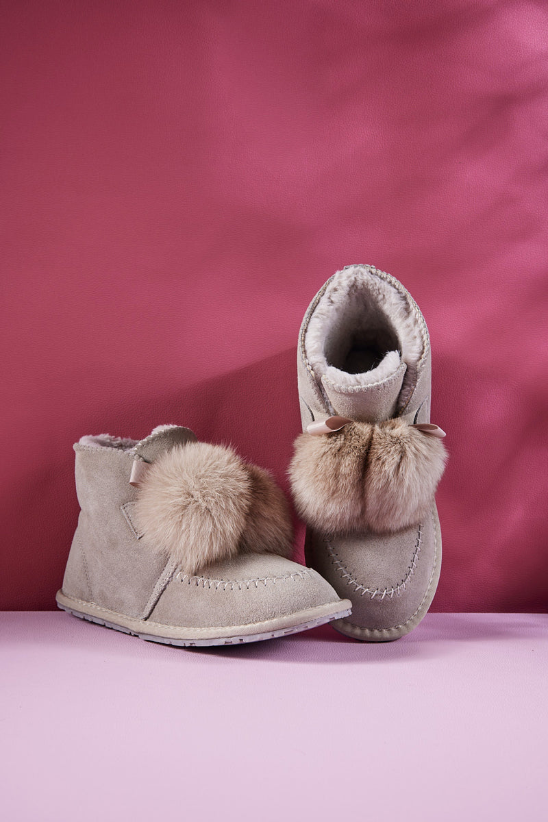 UGG Teddy Faux Fur Balls Suede Boot - Grey
