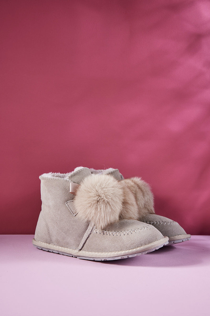 UGG Teddy Faux Fur Balls Suede Boot - Grey
