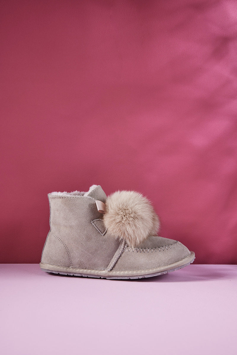 UGG Teddy Faux Fur Balls Suede Boot - Grey