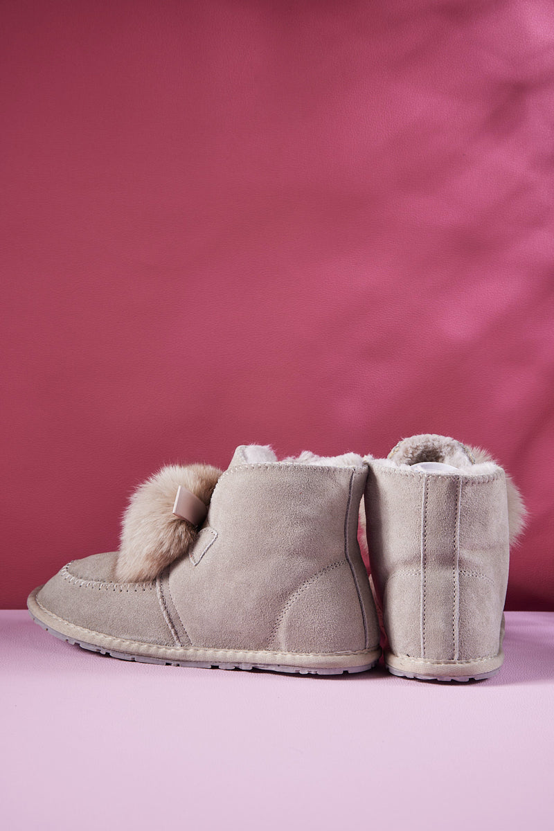 UGG Teddy Faux Fur Balls Suede Boot - Grey