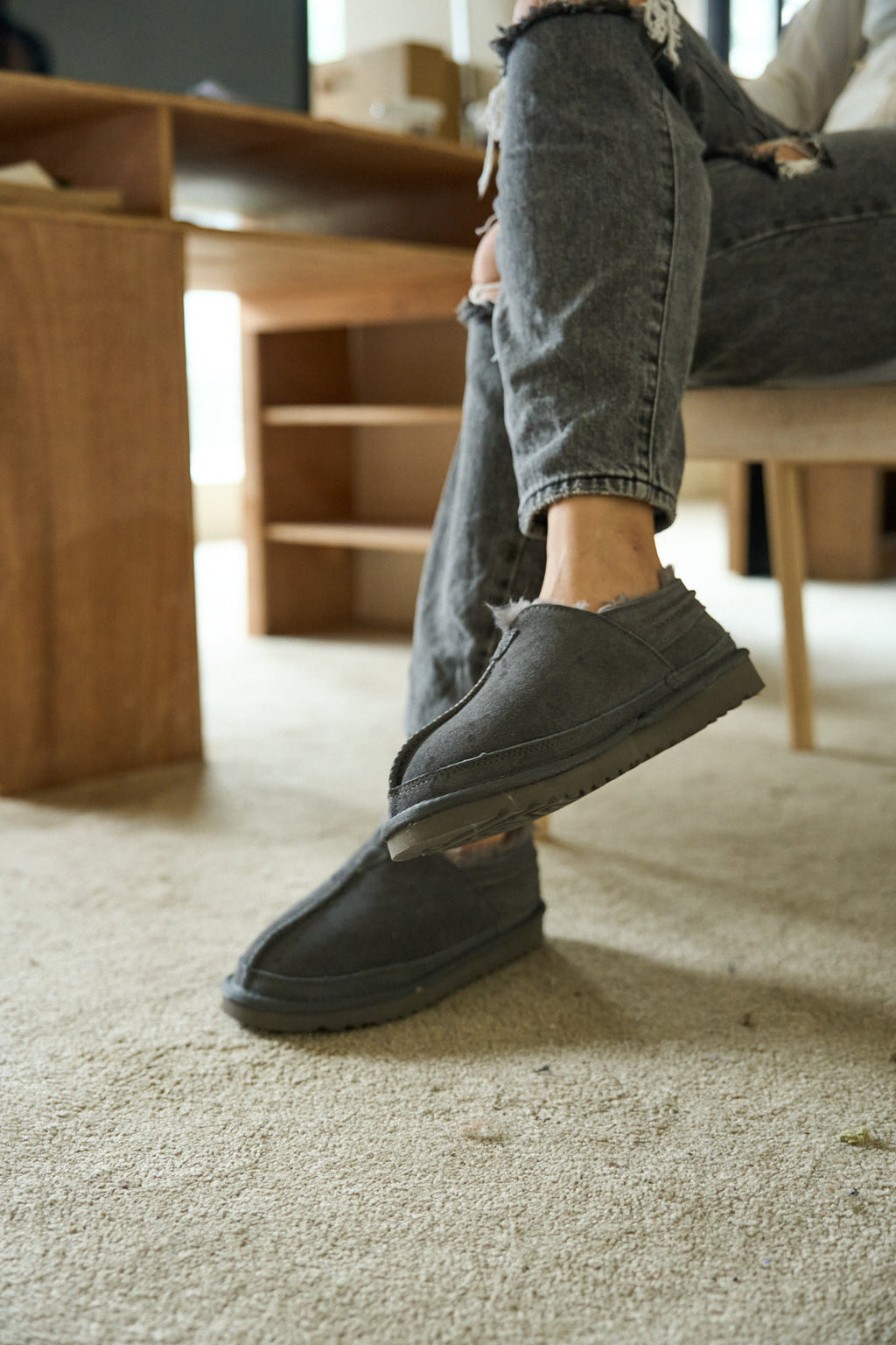 UGG Brisk Feels Wool Blend Slipper Boot - Grey
