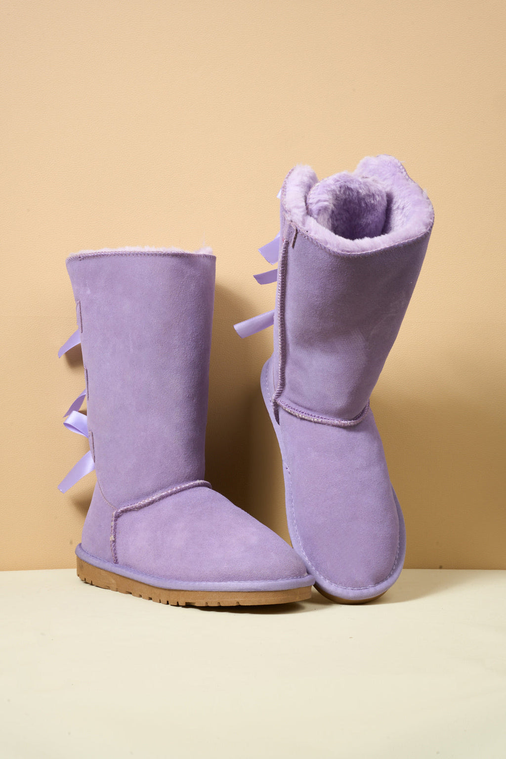 UGG Tri Ribbon Bow Suede Boots - Lavender