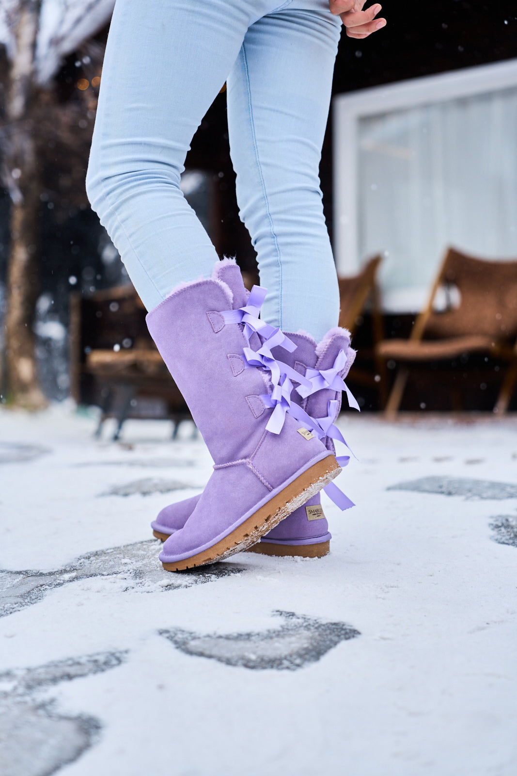 UGG Tri Ribbon Bow Suede Boots - Lavender