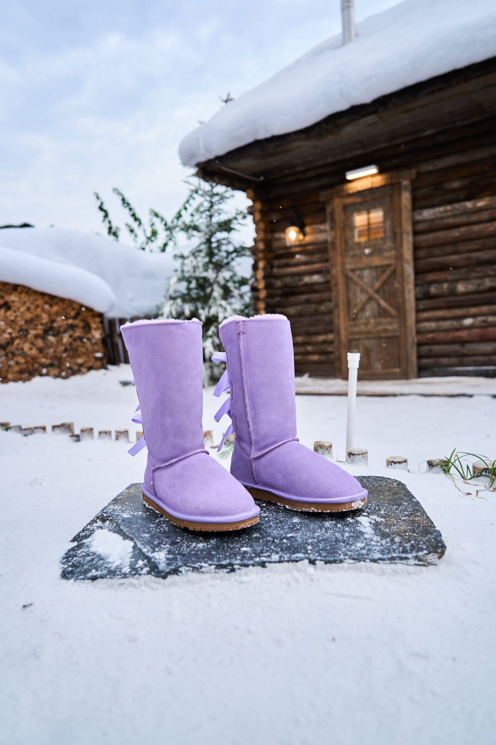 UGG Tri Ribbon Bow Suede Boots - Lavender