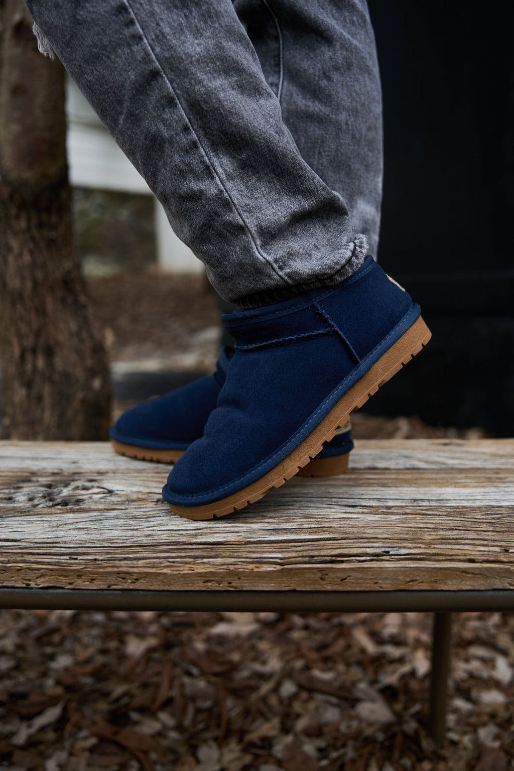 UGG Faux-Fur-Lined Suede Tasman Ankle Boot - Navy