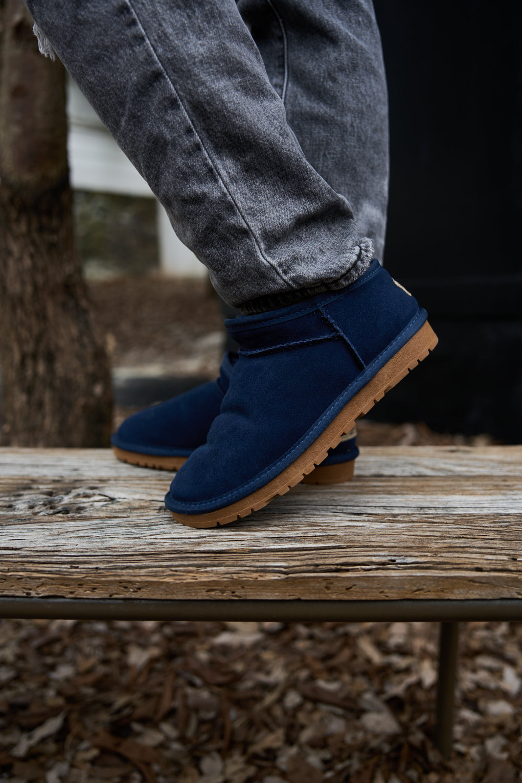 UGG Faux-Fur-Lined Suede Tasman Ankle Boot - Navy